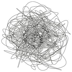 Chaotic line scribble. Tangled wire pattern. Random messy Vector drawing. Minimalist line art