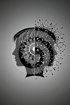 Chaotic mind illustration, chaos in thoughts concept