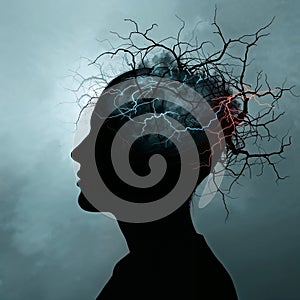 Chaotic mind illustration, chaos in thoughts concept