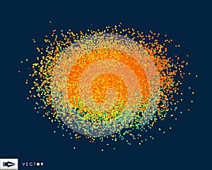 Chaotic particles in empty space. Dynamic background. Vector ill