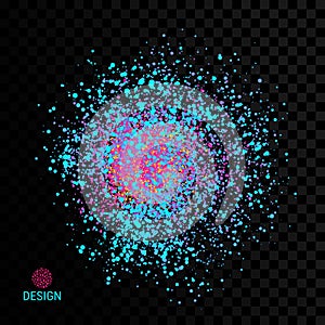Chaotic particles in empty space. Dynamic background. Vector illustartion