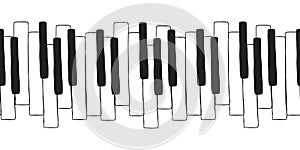 Chaotic Pianoforte musical grand piano octaves, sketch drawing. Vector seamless doodle pattern with hand drawn piano, harpsichord photo