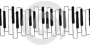 Chaotic Pianoforte musical grand piano octaves, sketch drawing. Vector seamless doodle pattern with hand drawn piano, harpsichord