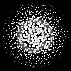 Chaotic pointillist half-tone circle pattern. Random dots.