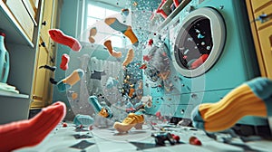 A chaotic scene in the laundry room as a pair of socks hit high notes while being tossed around in the dryer