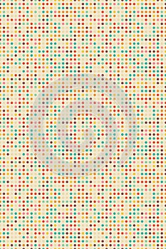 Chaotic seamless pattern of multicolored circles on beige background