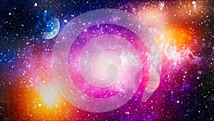 Chaotic space background. planets, stars and galaxies in outer space showing the beauty of space exploration. Elements furnished