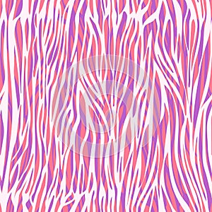 Chaotic uneven stripes abstract seamless pattern, zebra print, animalistic ornament, stylized modern illustration. Colorful bright