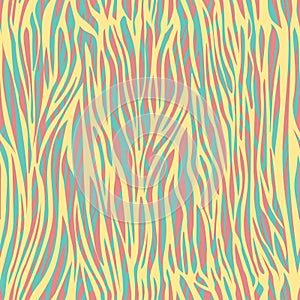 Chaotic uneven stripes abstract seamless pattern, zebra print, animalistic ornament, stylized modern illustration. Colorful pastel