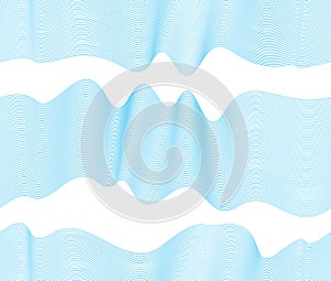 Chaotic waves seamless pattern, vector curve lines abstract repeat tiling background, blue color rhythmic waves.