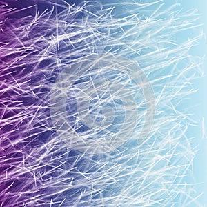 Chaotic white sparks with traces in a blue and purple gradient background