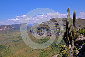 Chapada Diamantina National Park landscape with Morro Do Morrao mountain, view from Morro Do Pai Inacio, Lencois, Brazil