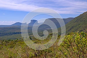 Chapada Diamantina National Park landscape in the Vale Do Capao valley, with the Morro Do Morrao mountain, Bahia, Brazil