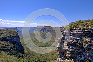 Chapada Diamantina National Park table mountain landscape, view from Morro Do Pai Inacio, Lencois, Bahia, Brazil photo