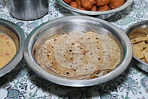 Chapathi indian bread in a bowl