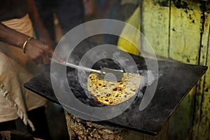 Chapati preparation on the griddle