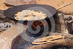 Chapatti on fire, Close up