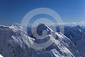 Chapayev peak and Pobeda peak, Tian Shan mountains