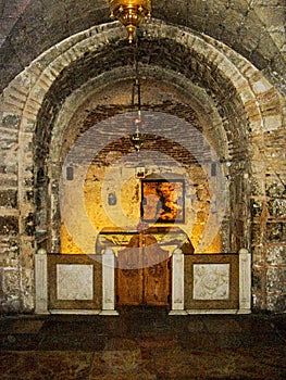 Chapel of Adam directly under Chapel of the Crucifixion, the Calvary, where Jesus was crucified.