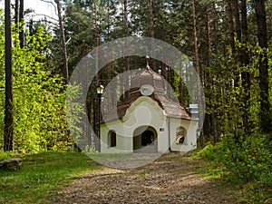 Chapel being part of the Way of the Cross, surrounded by the forest.