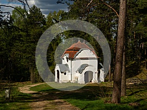 Chapel being part of the Way of the Cross, surrounded by the forest.