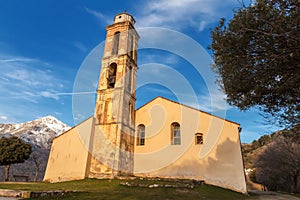 Chapel and bell tower near Pioggiola in Corsica