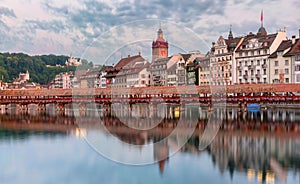 Chapel Bridge Evening, Lucerne, Switzerland