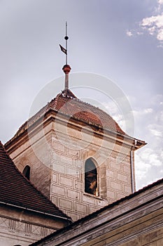 Chapel castle monuments historic czech tourism traveler sky clouds birds roof window old house