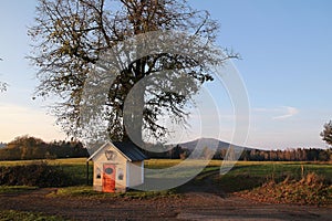 Chapel and centennial lime-tree in Bohemian switzerland