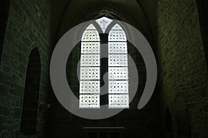 chapel in the church of a medieval abbey in the mont-saint-michel in normandy (france )