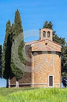 Chapel with cypress trees in Tuscany, Italy