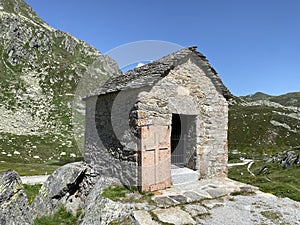 Chapel of the dead or cappella dei morti Kapelle der Toten in the area of the mountain St. Gotthard Pass Gotthardpass