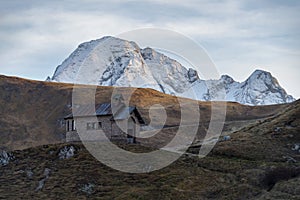 Chapel in the Dolomites, Pordoi Pass, Italy