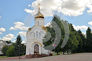 Chapel of Feodorovskaya Icon of Mother of God in park on Revolution Square, Ivanovo, Russia