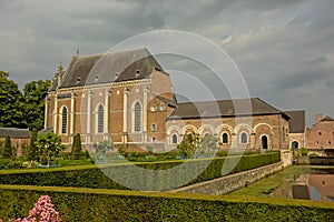 Chapel and french garden of Alden biesen castle, Rijkhoven Belgium