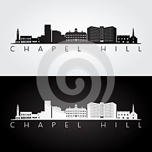 Chapel Hill, NC USA skyline and landmarks silhouette photo
