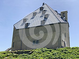 Chapel of the Hospice or Chapel of San Gottardo Cappella dell`Ospizio o Cappella di San Gottardo in the Swiss Alps, Airolo