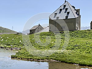 Chapel of the Hospice or Chapel of San Gottardo Cappella dell`Ospizio o Cappella di San Gottardo in the Swiss Alps, Airolo