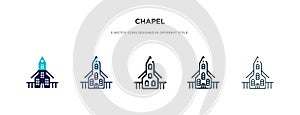 Chapel icon in different style vector illustration. two colored and black chapel vector icons designed in filled, outline, line
