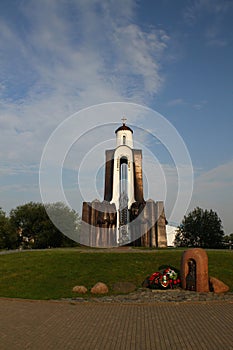 Chapel on the island of Courage and Sorrow. Belarus, Minsk