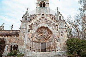 The Chapel of Jak in Vajdahunyad Castle in the City Park in Budapest, Hungary.