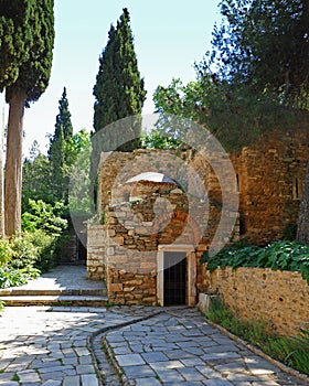 Chapel of Kaisariani byzantine medieval monastery, Athens Greece photo