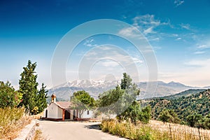 Chapel in the mountains on the Crete island, Greece