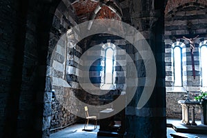 Chapel and prayer room.and small chapel in Romanesque style Church of Saint Peter in Portovenere