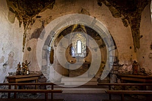 Chapel in ruin of Aggstein castle. Wachau valley. Austria.