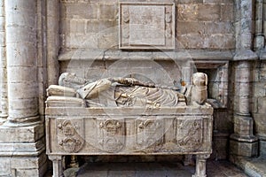 Chapel of SÃ£o Cosimo and SÃ£o DamiÃ£o with the statue of Lopo Pacheco and his dog in the Lisbon Cathedral SÃ©. photo