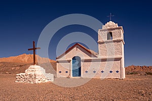 Chapel of San Isidro in the Atacama desert near San Pedro, Chile photo