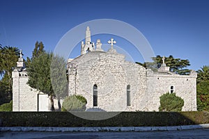 Chapel of the shells on the Isla de la Toja in the Ria de Arosa, Pontevedra, Galicia, Spain