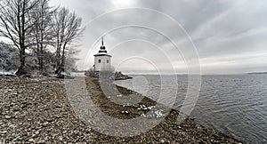 Chapel on the shore of lake Liptovska Mara,Slovakia