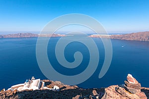 Chapel on Skaros Rock in Santorini in Greece